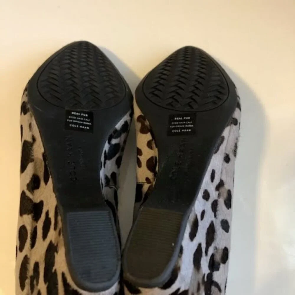 NWT COLE HAAN The-go-to Grey Leopard Calf Hair Wedge Pump Loafer 9